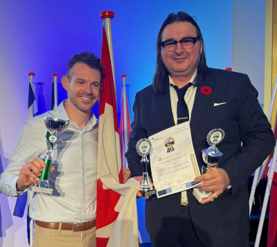 David Crouse and Dino Kantzavelos with their awards.