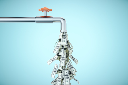 Money pouring out of the faucet